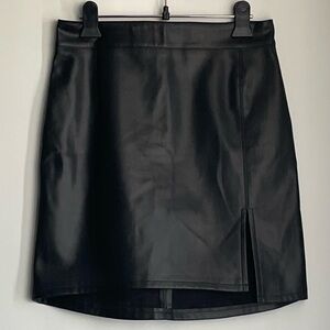 SNDYS Elegant Black Faux Leather Mini Skirt
